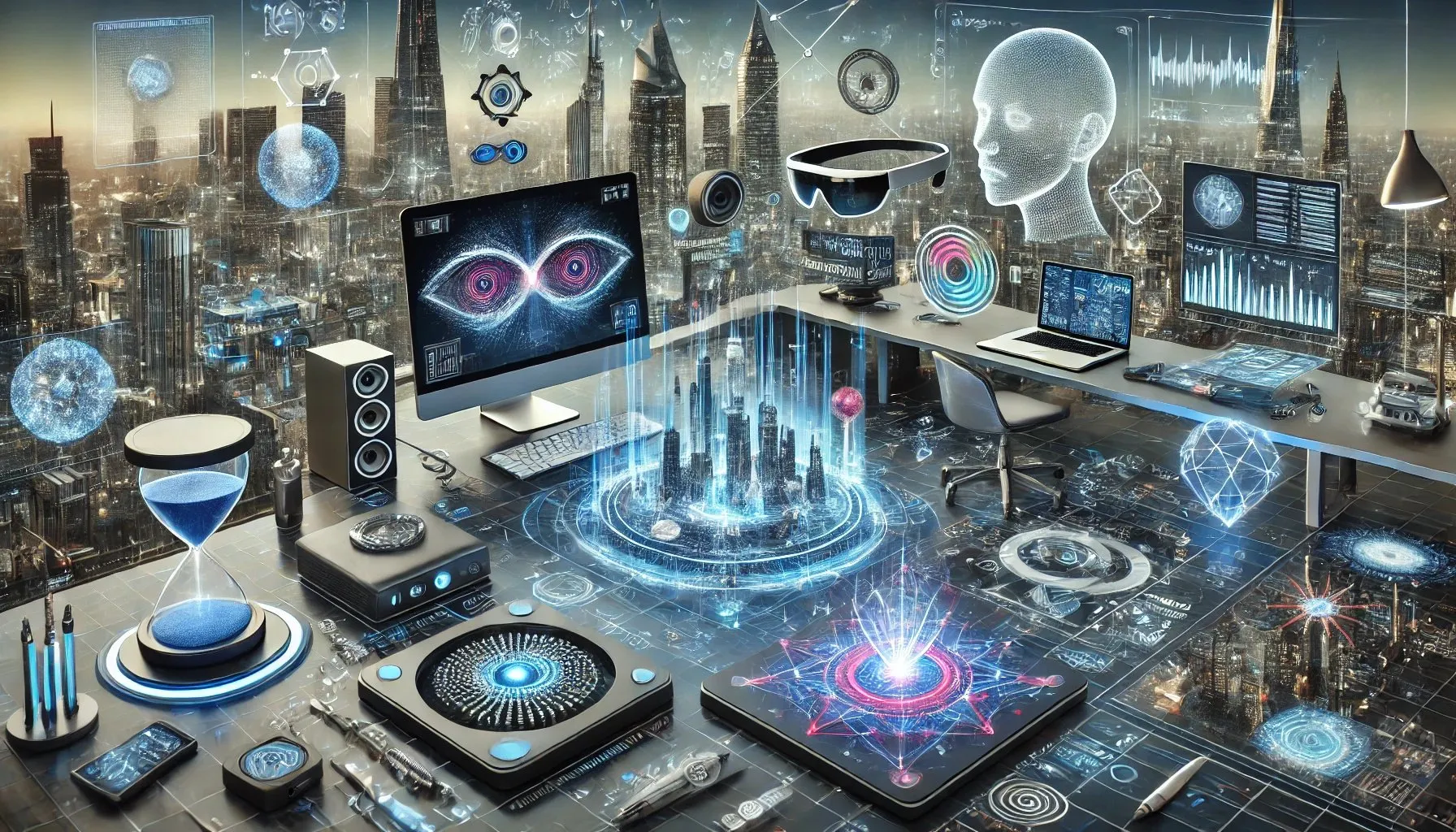 DALL·E-2024-10-18-14.57.10-A-futuristic-scene-depicting-the-evolution-of-technology-in-the-next-10-years.-Show-advanced-wearable-devices-like-smart-glasses-and-holographic-inter
