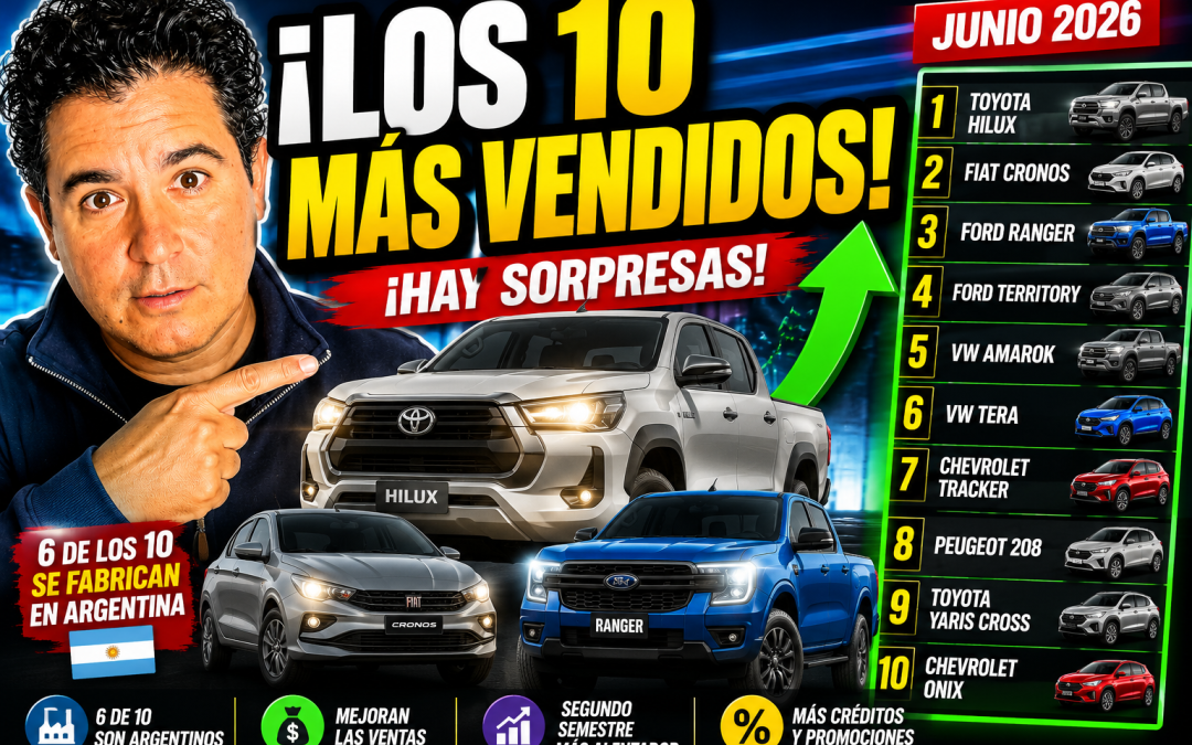 Los 10 autos más vendidos de junio 2026 en Argentina: Toyota sigue dominando, pero hay grandes sorpresas