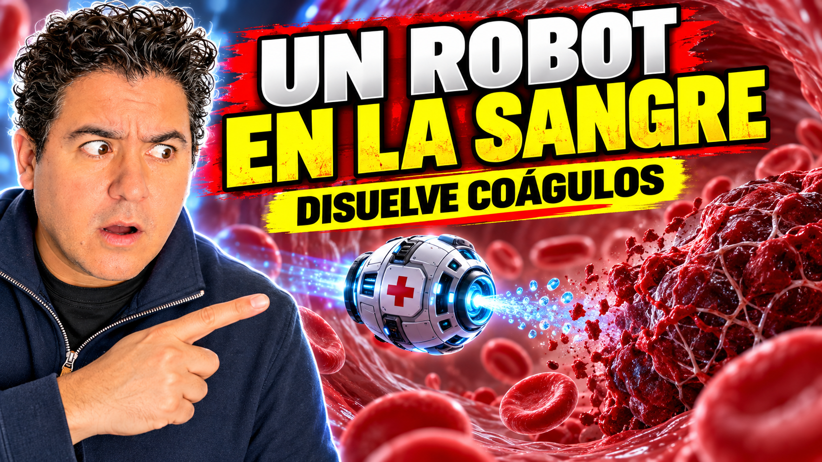 Microrobot suizo navegando por la sangre para liberar fármacos sobre un coágulo
