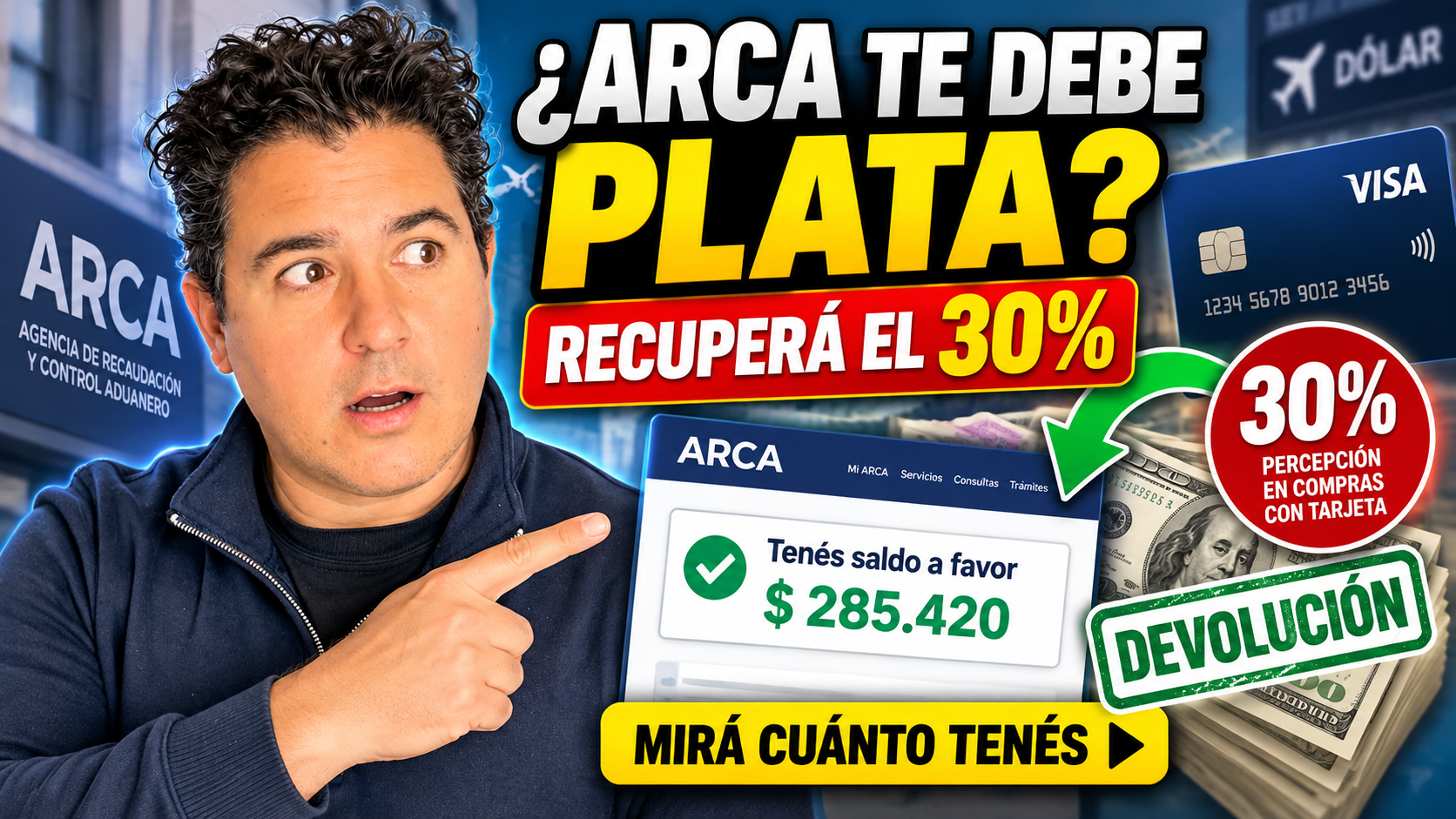 ARCA devolución del 30% de percepciones por consumos en dólares y dólar tarjeta